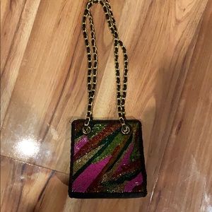 “Beaded evening bag” multi colored